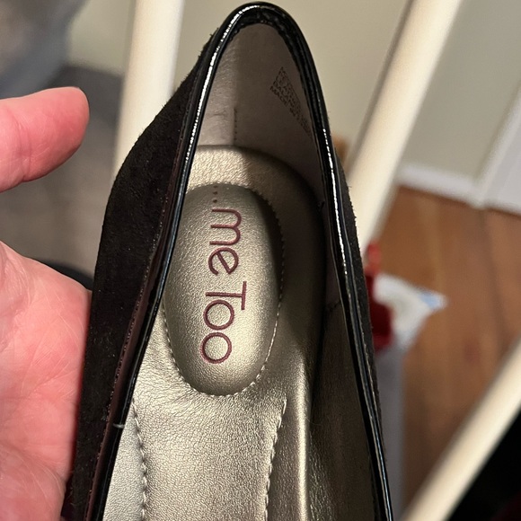 Me Too Size 8 Black Suede Chunky Heel, NWT  (orig $99) - Picture 6 of 9